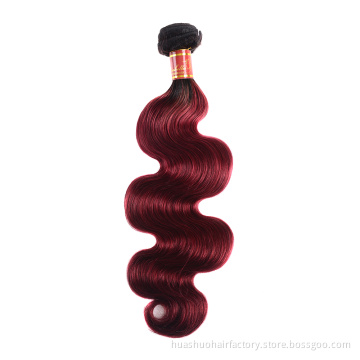 Huashuo high discounts New Popular Remy Two Tone Ombre 1B/99J Color Brazilian Hair Bundles